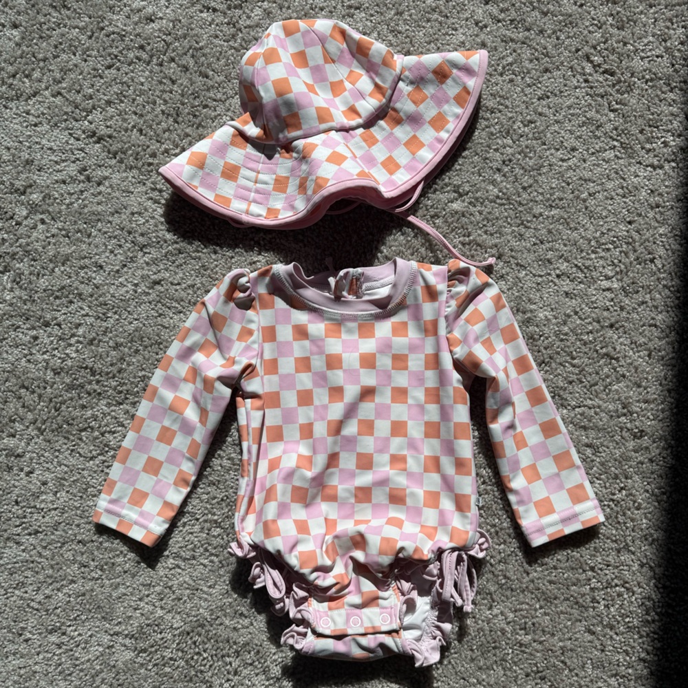 Caden Lane Infant Swimsuit with Matching Hat